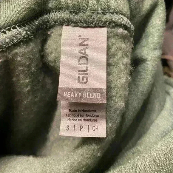 Unisex pullover sweatshirt hoodie with LIVE IN THE MOMENT in green with white - Picture 6 of 7